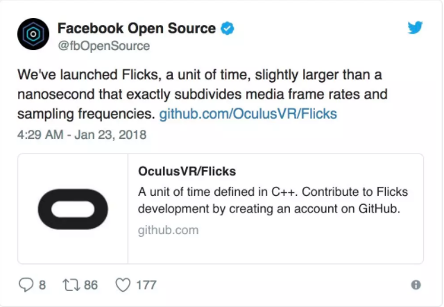 Facebook 開源官方發推特發布了這一消息