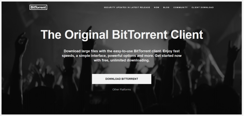 圖片截圖來源:BitTorrent 官方網站。