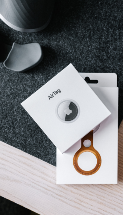 airtag placed on a desk