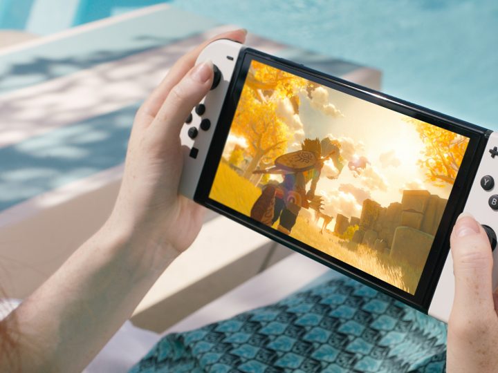 playing nintendo switch OLED