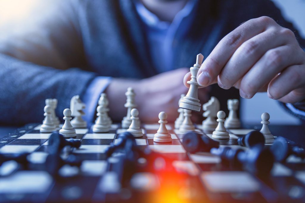 a man playing chess