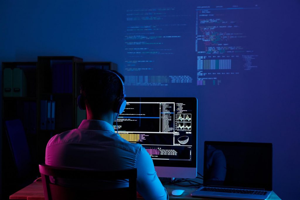a software developer staring at his screen