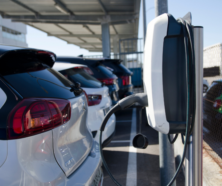 a charging electric car
