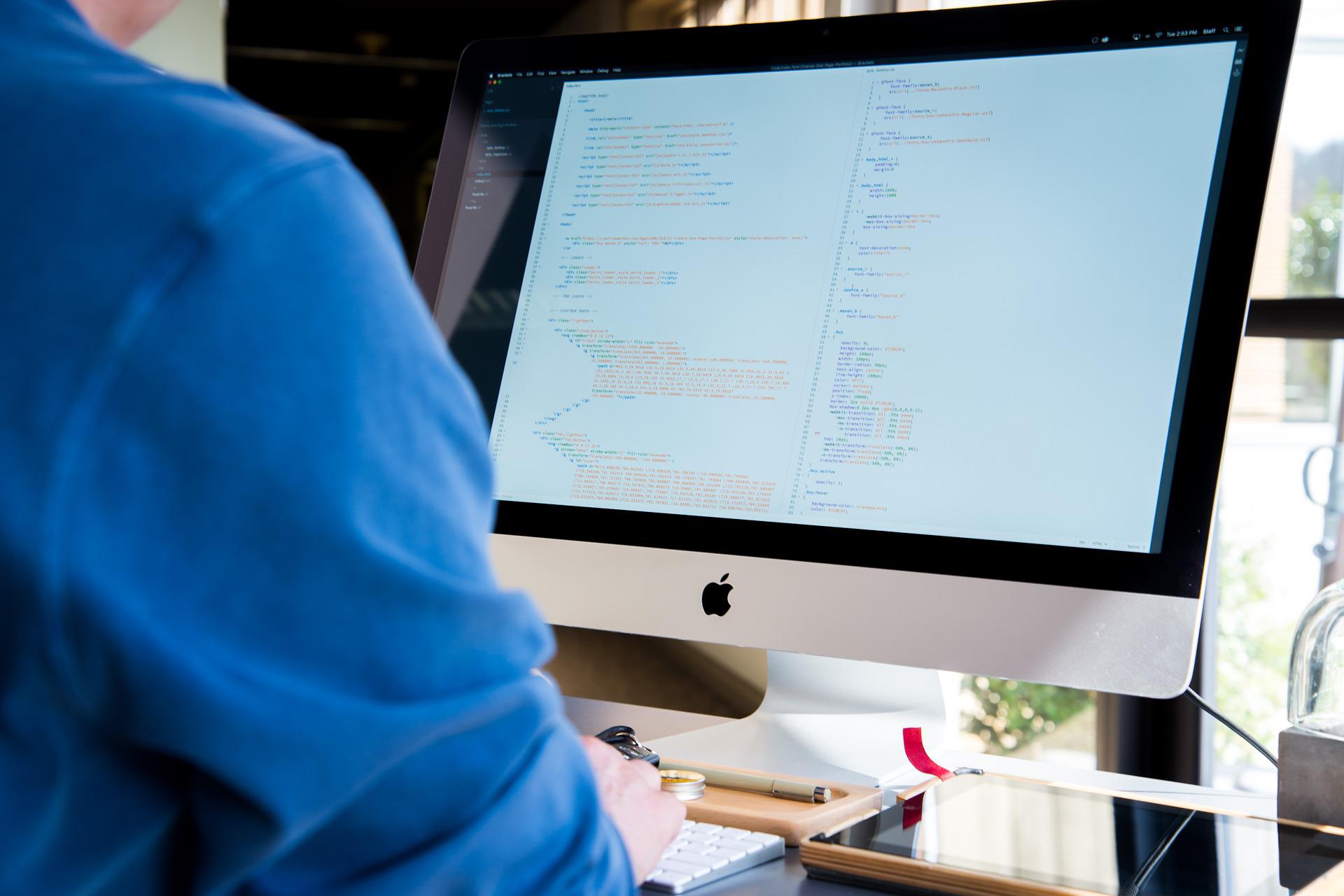 man staring at screen