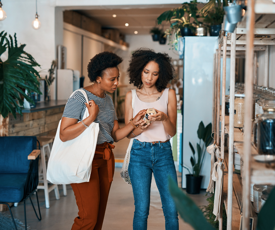 consumers checking product labels