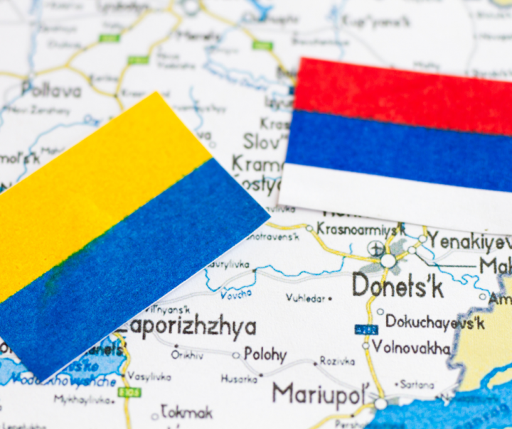 flags of Ukraine and Russia cyber war