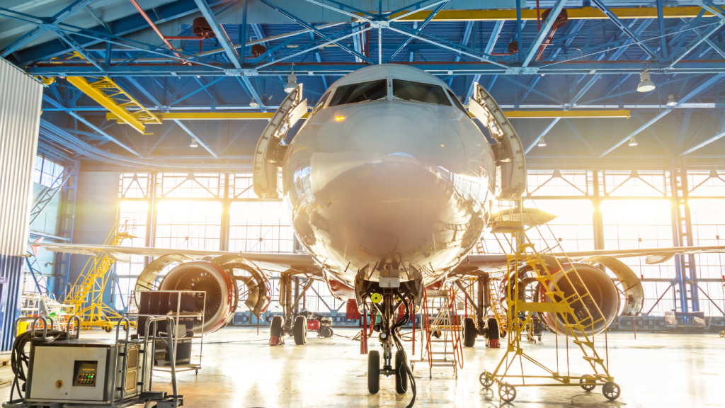 an aircraft bathed in the sun