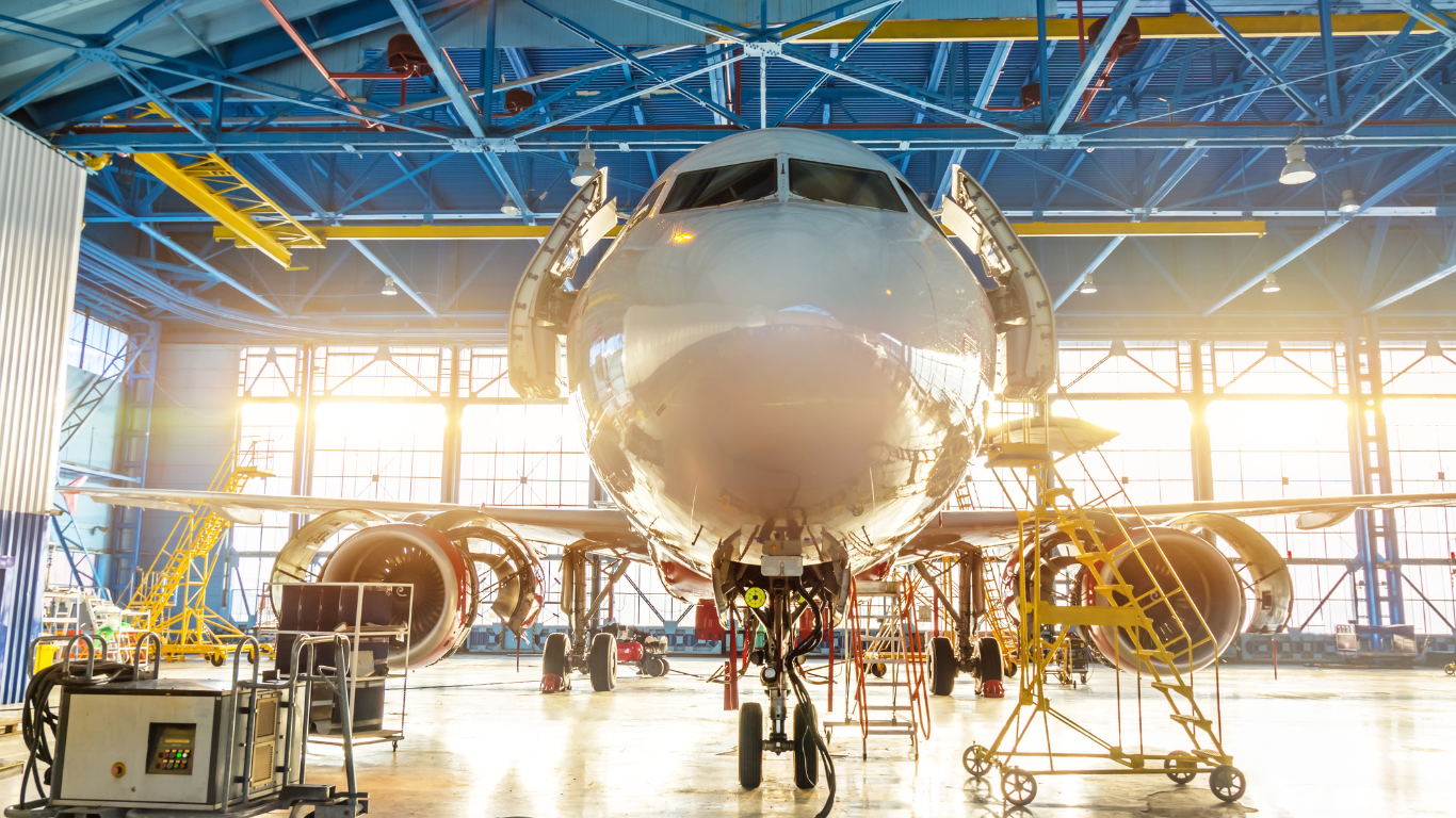 an aircraft bathed in the sun