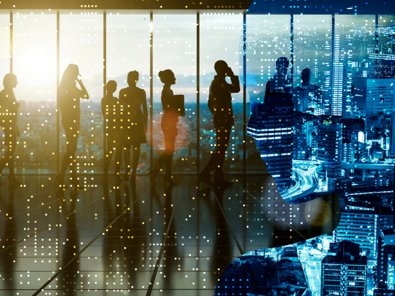 business people in a technical background